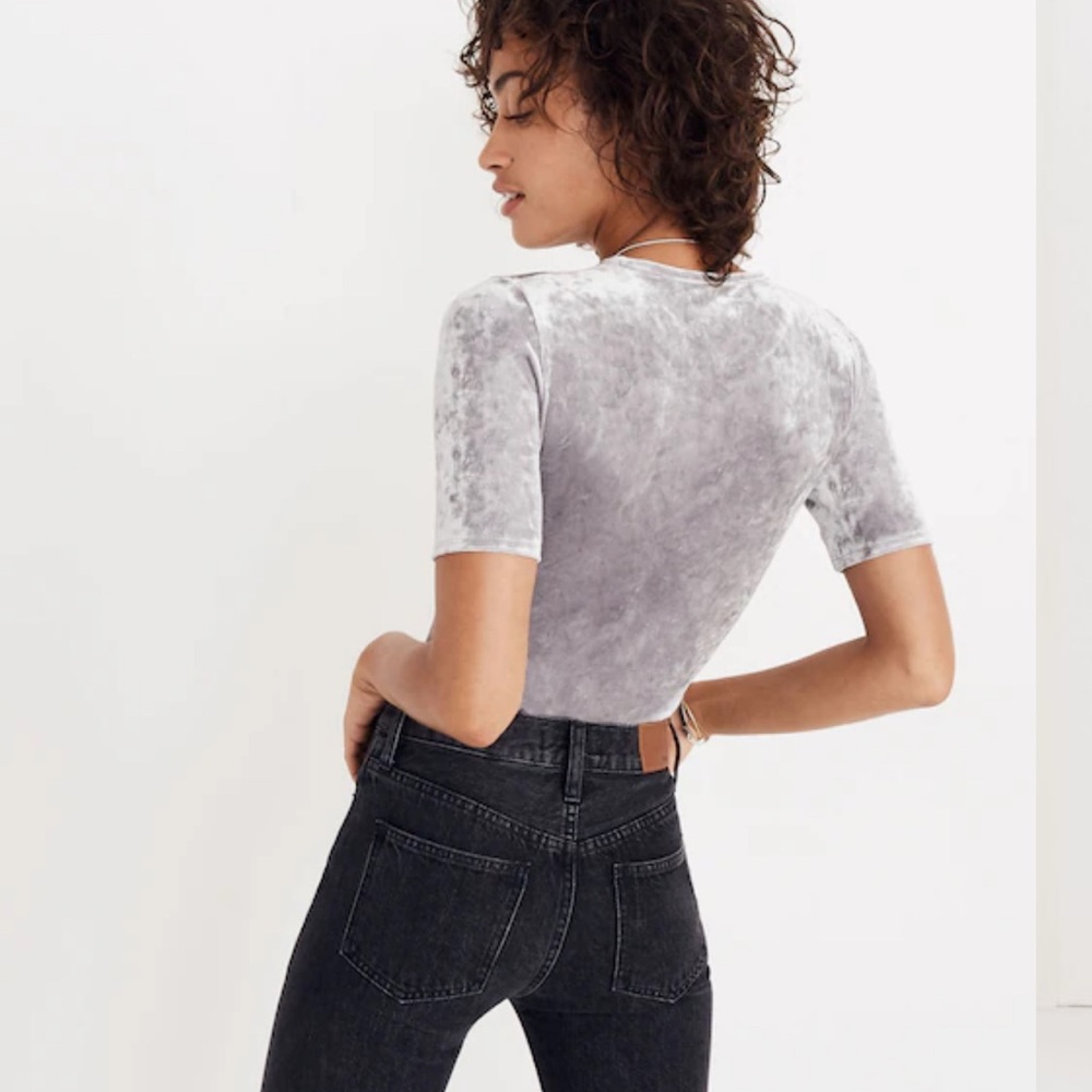 Madewell Crushed Velvet Short-Sleeve Bodysuit Size XS